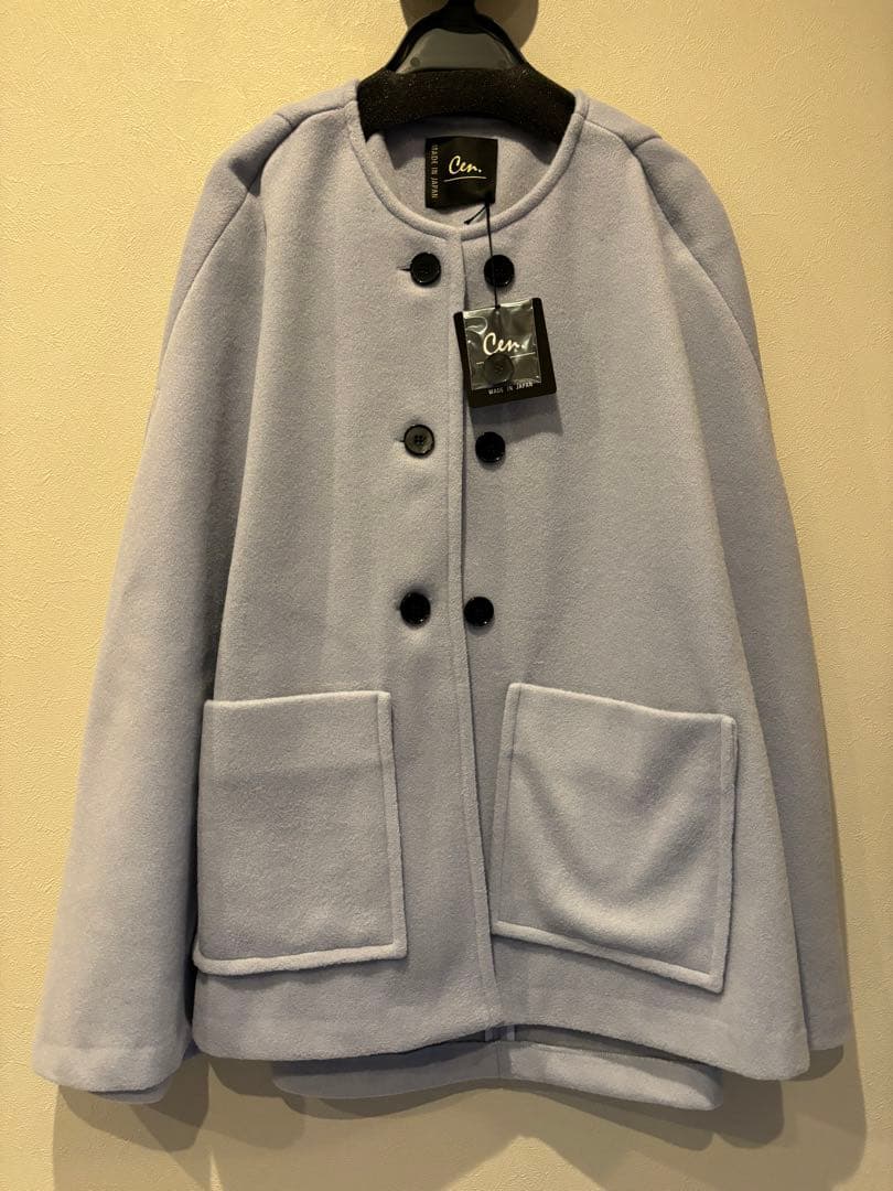 cen. ウールライクポンチョコート sax blue ファッション レディース