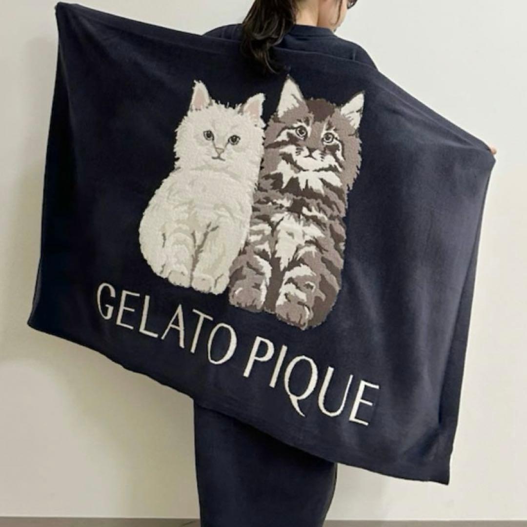 新品 ジェラートピケ ツインキャットジャガードブランケット 毛布