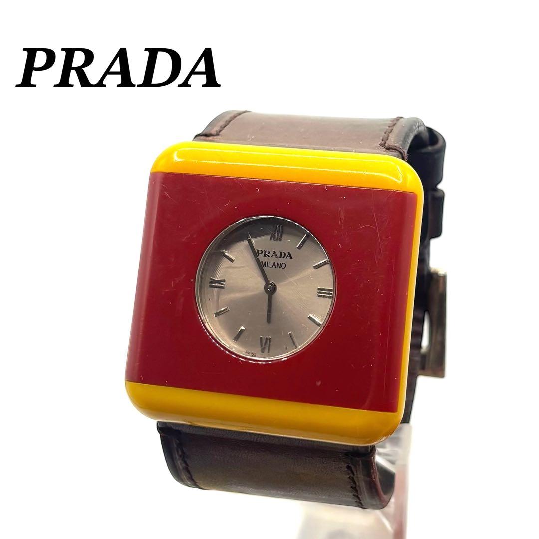 【新品電池交換済み】PRADA プラダ　腕時計　スクエア　レザー　希少 楽天市場】PRADA プラダ スクエアケース クォーツ 腕時計 ブラック