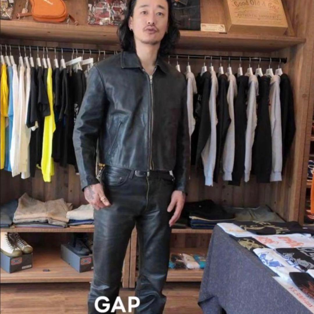 レア 比較的美品 山田蓮着用 Old Gap 肉厚 カウレザーパンツ ブラック