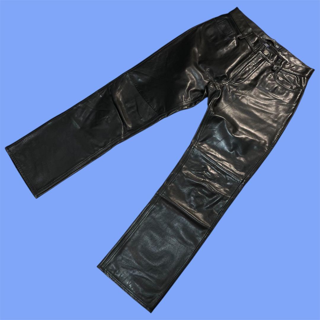 レア 比較的美品 山田蓮着用 Old Gap 肉厚 カウレザーパンツ ブラック