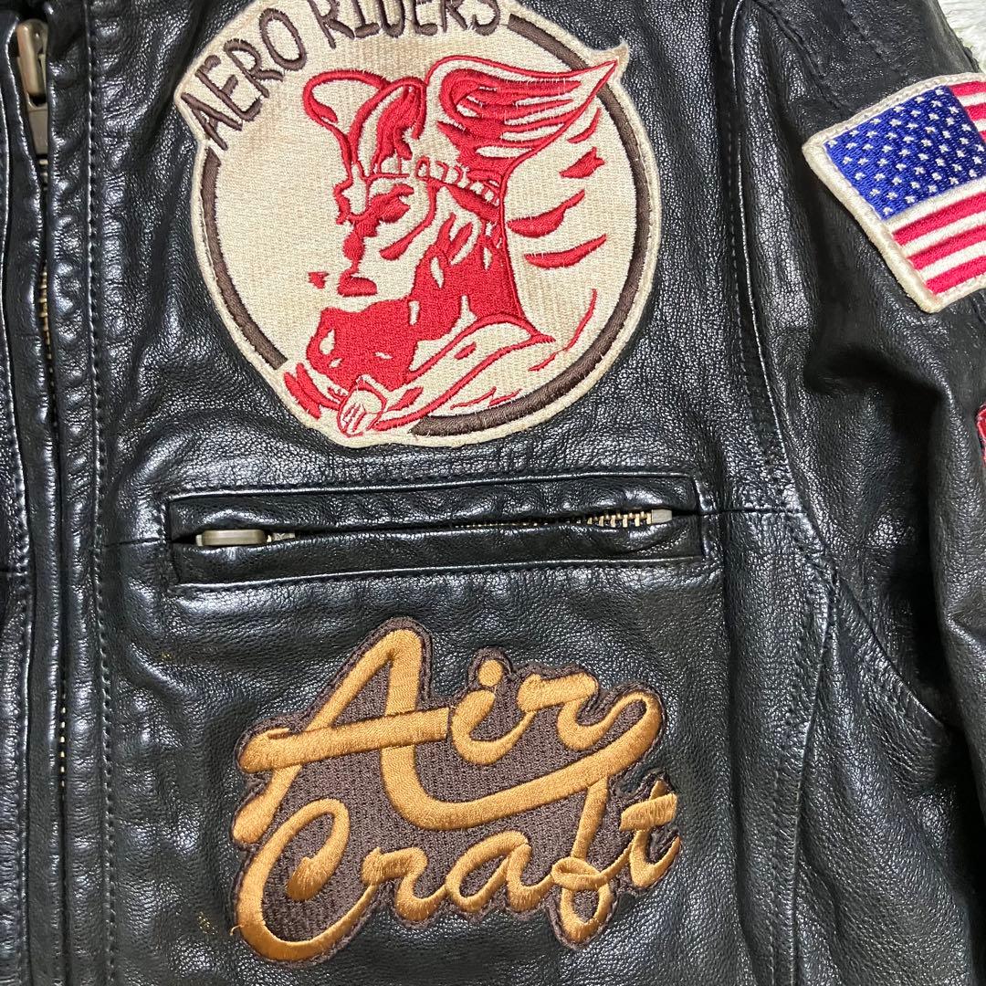 AVIREX シングルライダース M パッチカスタム レザージャケット 革