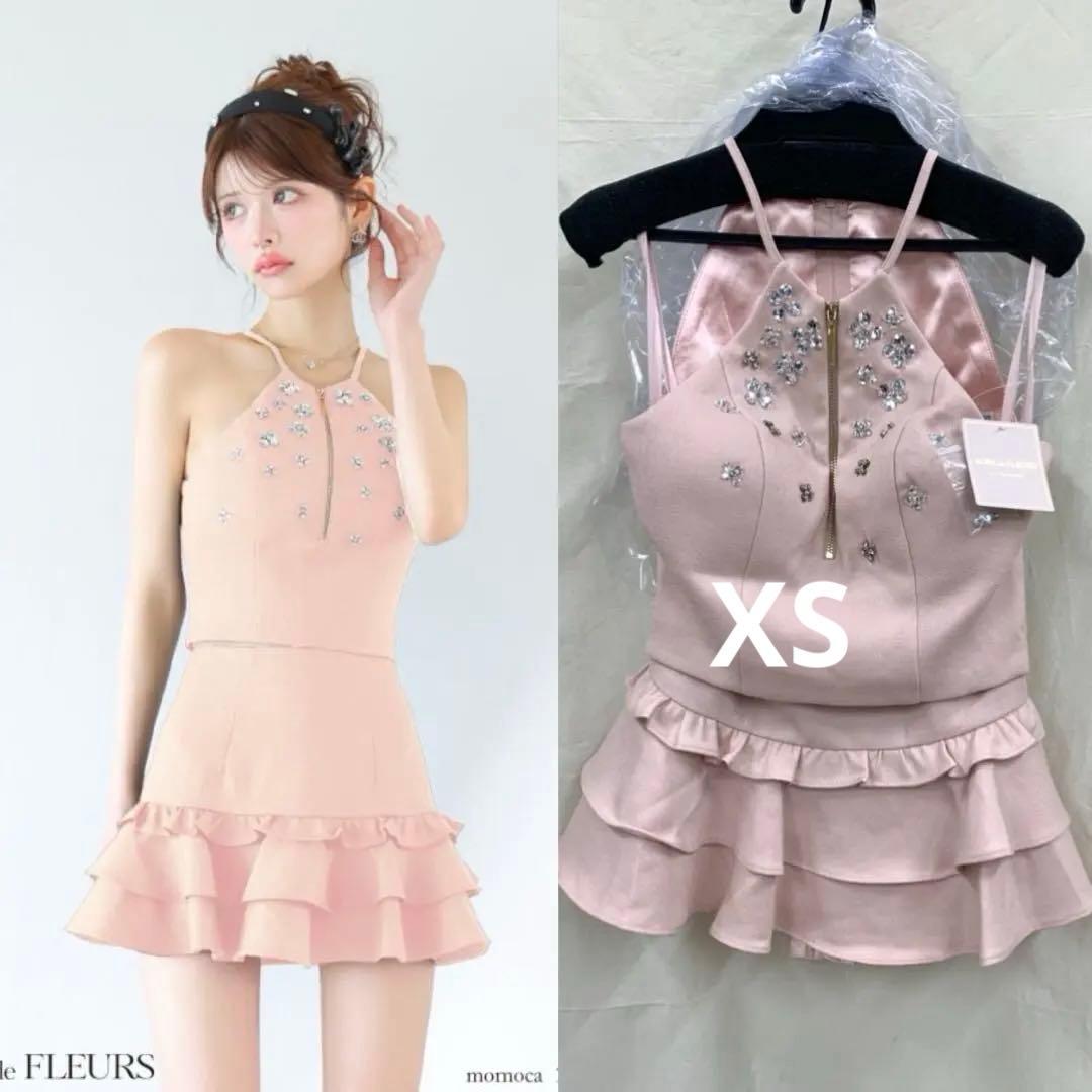 XSピンク　ディア　ローブドフルールグロッシー　キャバドレスAngelR XSピンク ディア ローブドフルールグロッシー キャバドレスAngelR XS