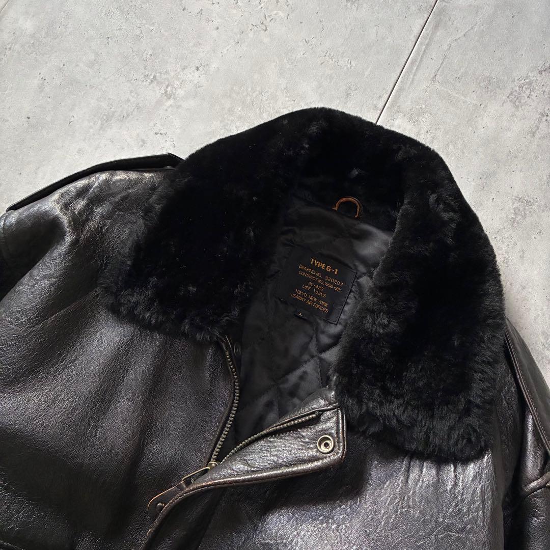 air force G1 羊革 フライト レザージャケット ファー取外し可 L
