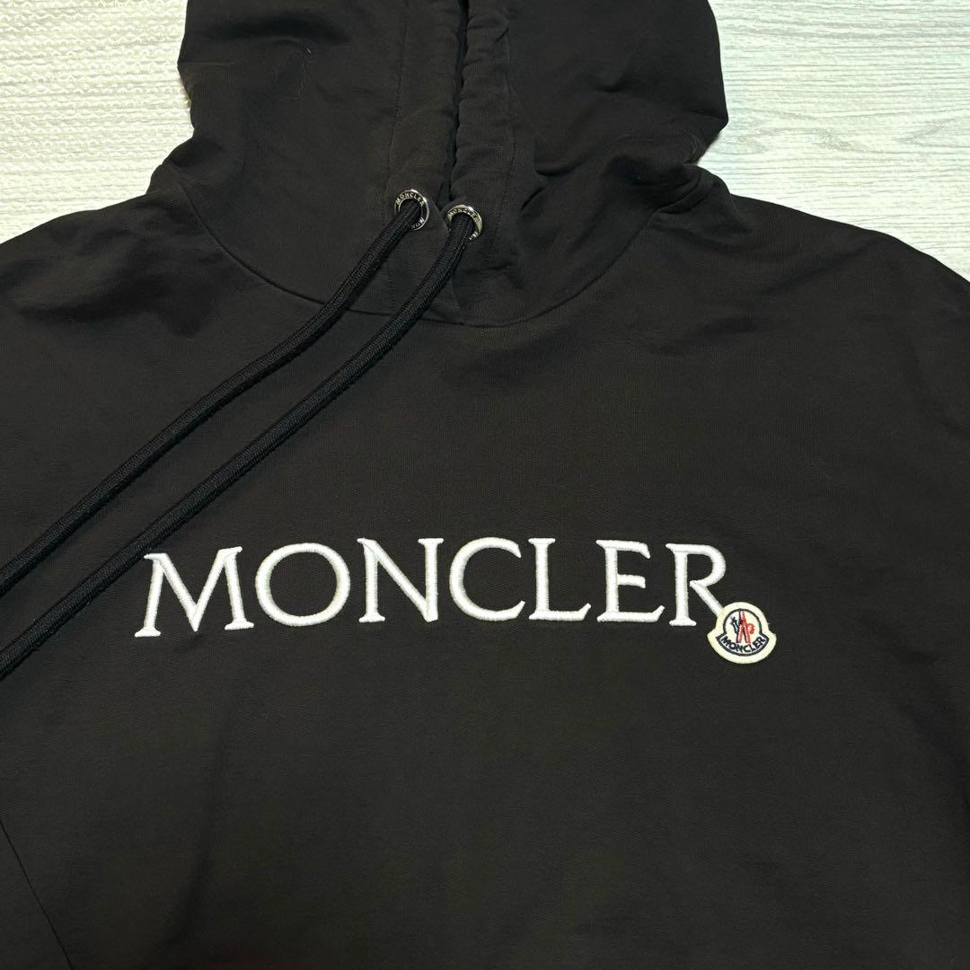 鑑定済】モンクレール パーカー ブラック Lサイズ - メルカリ