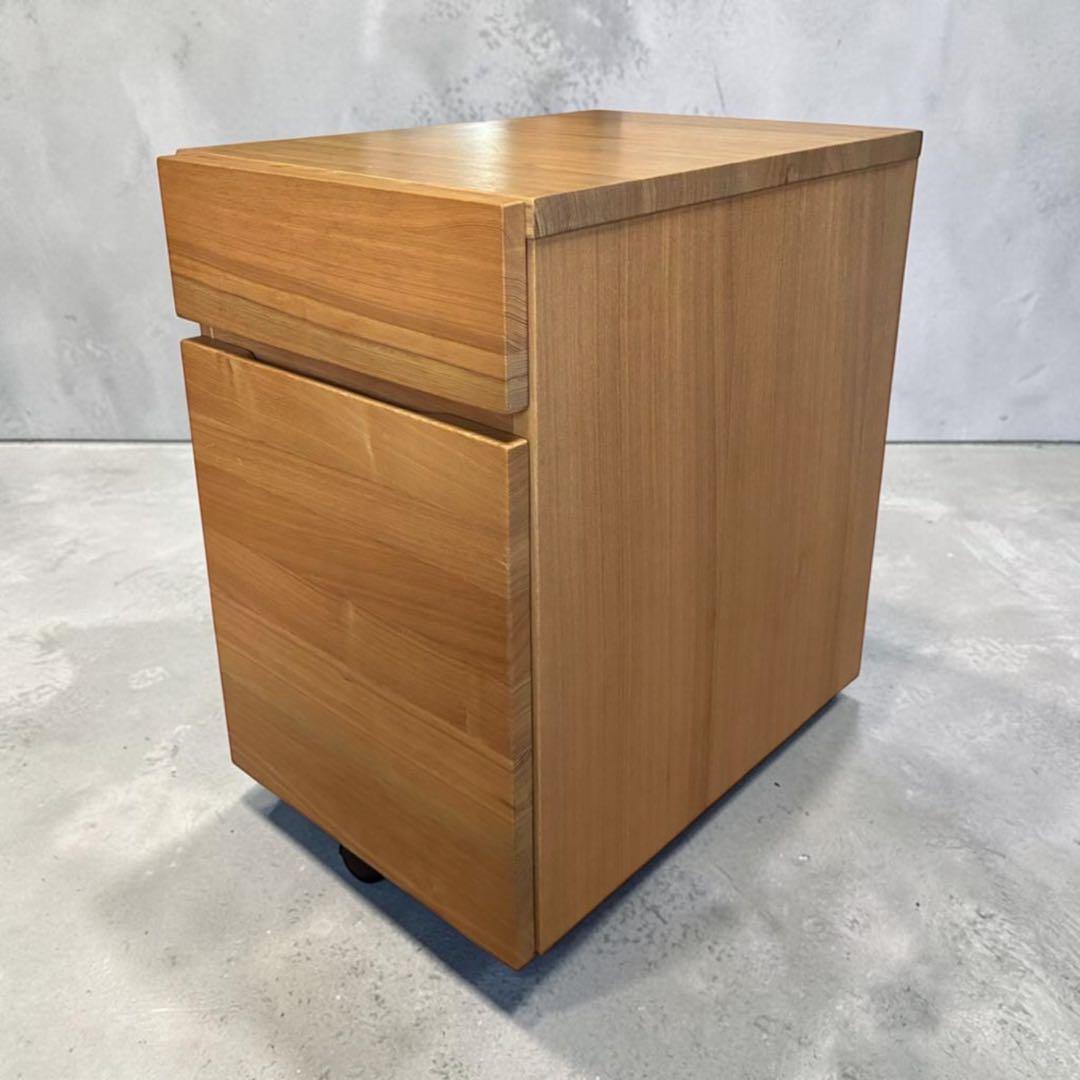 無印良品 キャスター付きデスクキャビネット タモ材 天然木 学習机