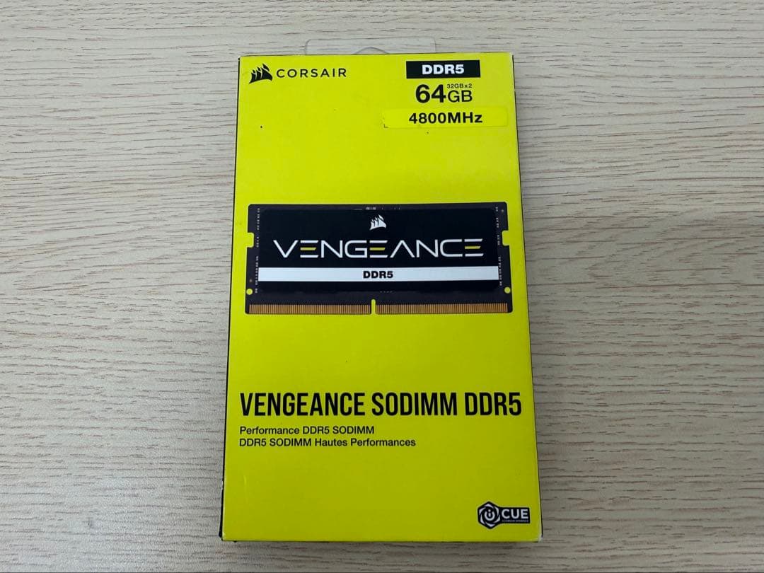 メモリー CORSAIR VENGEANCE SODIMM DDR5-4800 64GB VENGEANCE DDR5 SODIMM 64GB (2x32GB) DDR5 4800 (PC5-38400) C40 1.1V