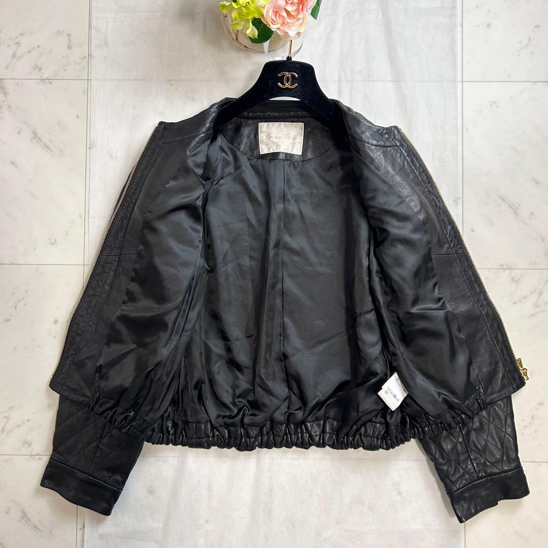 美品◇希少 グレースコンチネンタル レザージャケット キルティング 金