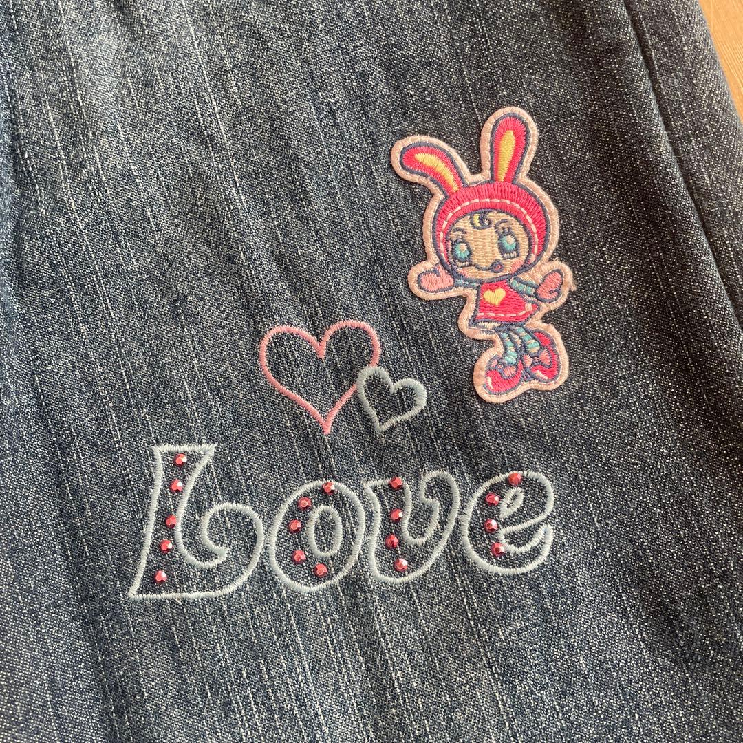 メゾピアノ デニムパンツ 刺繍ワッペン ベリエちゃん 150 平成レトロ