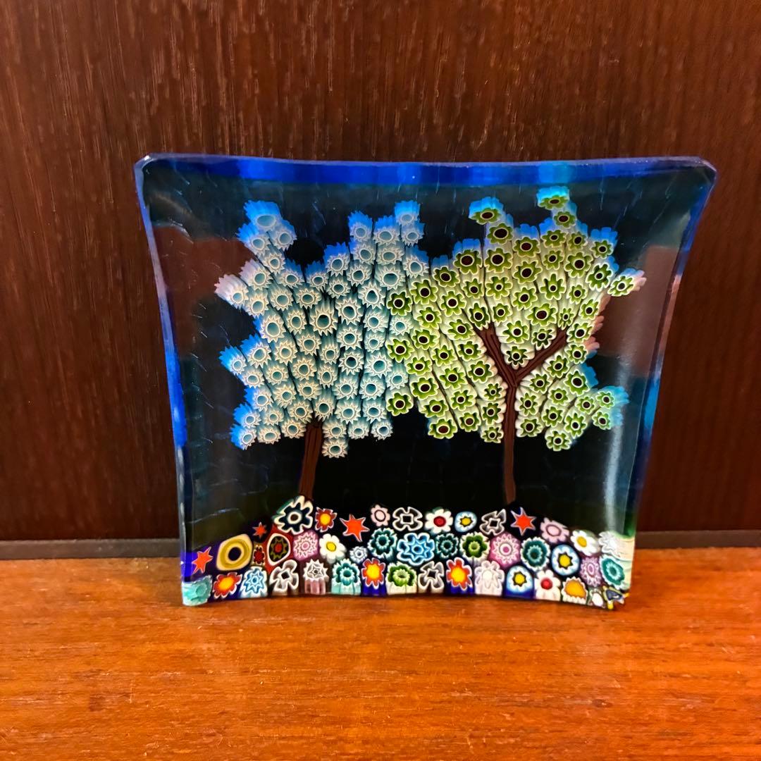 ベネチアンガラス ミルフィオリ プレート スクエア ガラス 豆皿