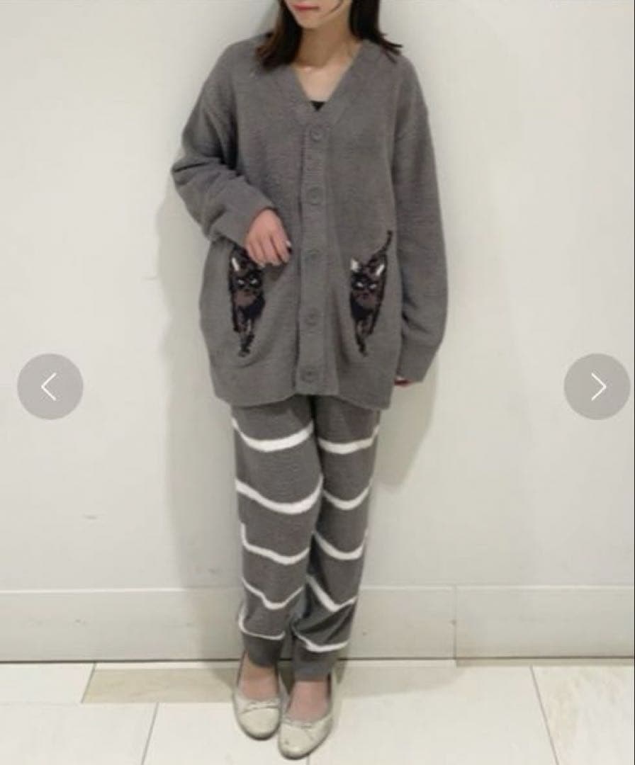 新品】パウダーネコジャガードカーディガン&ロングパンツ キャット