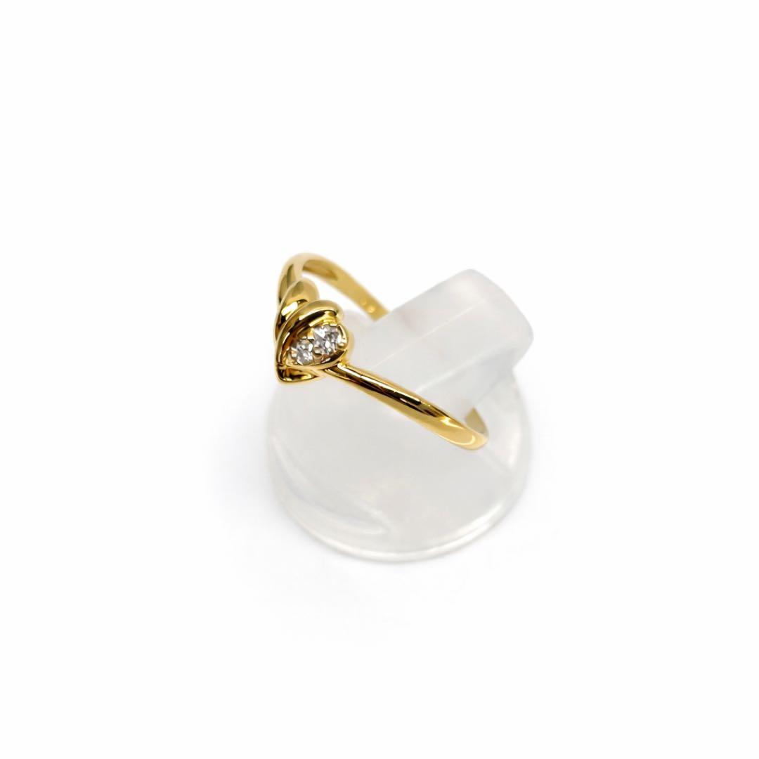 K18 ハートモチーフリング ダイヤ0.03ct 11号 1.14g 18金