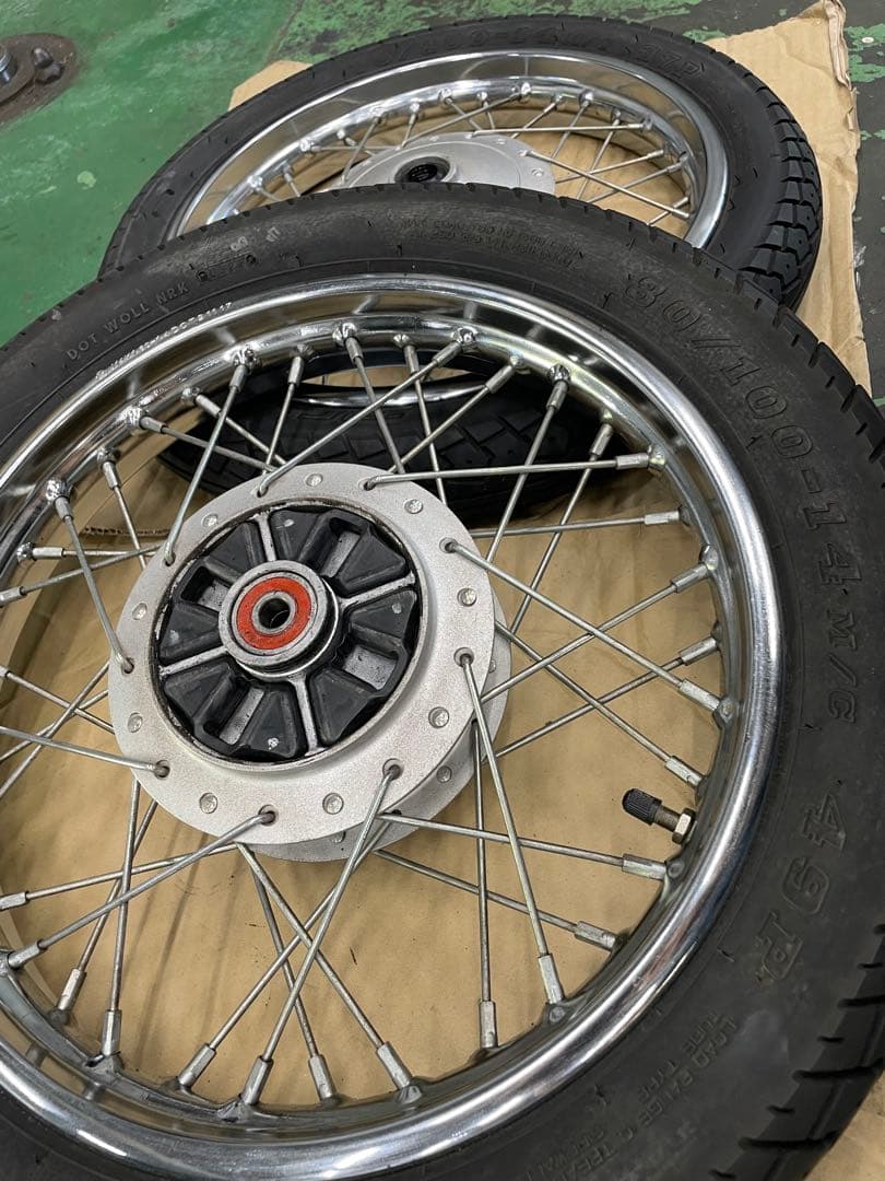 スーパーカブホイールとタイヤ前後セット TWR スーパーカブ用 ホイール 前後セット シルバー ホイール バイク用