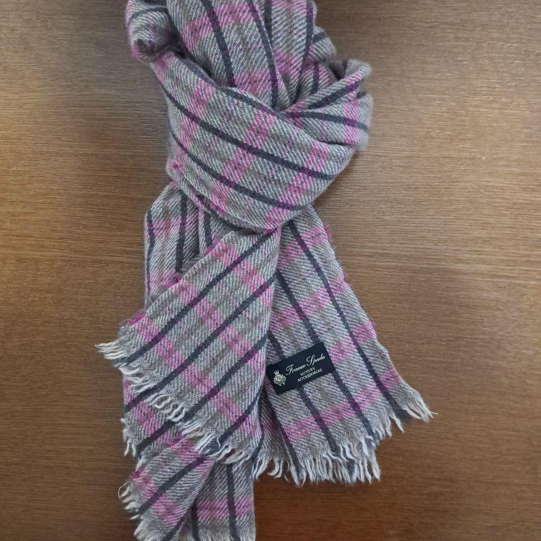 Franco Spada マフラー グレー ピンク チェック - メルカリ