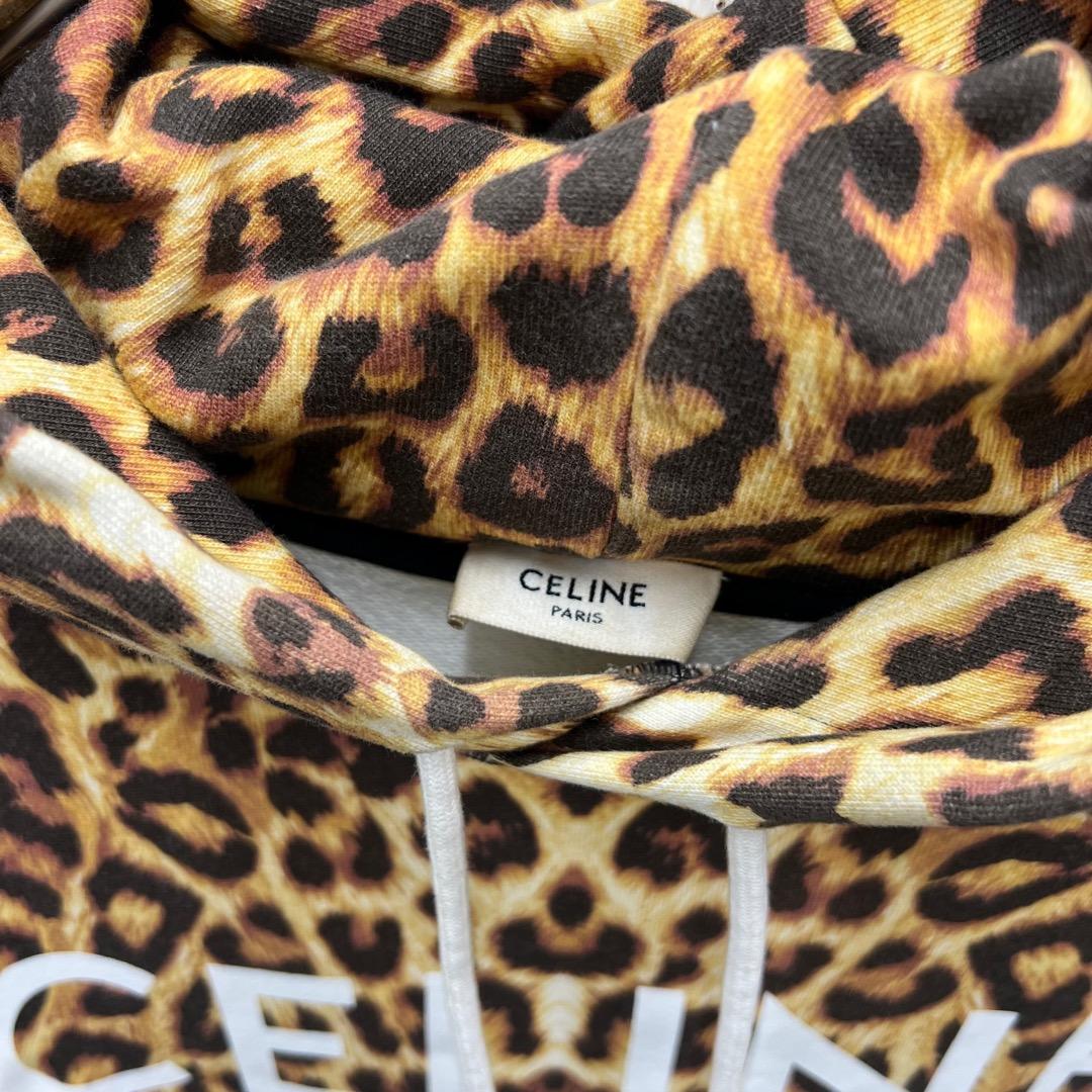 CELINE 21SS クラシックロゴレオパードプルオーバースウェットパーカー