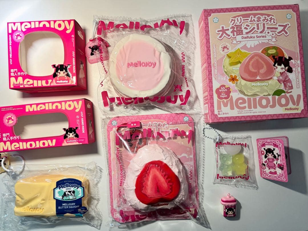 メロジョイ いちご大福 バター 贅沢スフレ ストロベリー 恋人ぐま セット メロジョイ mellojoy スクイーズ 大福シリーズ いちご ストロベリー