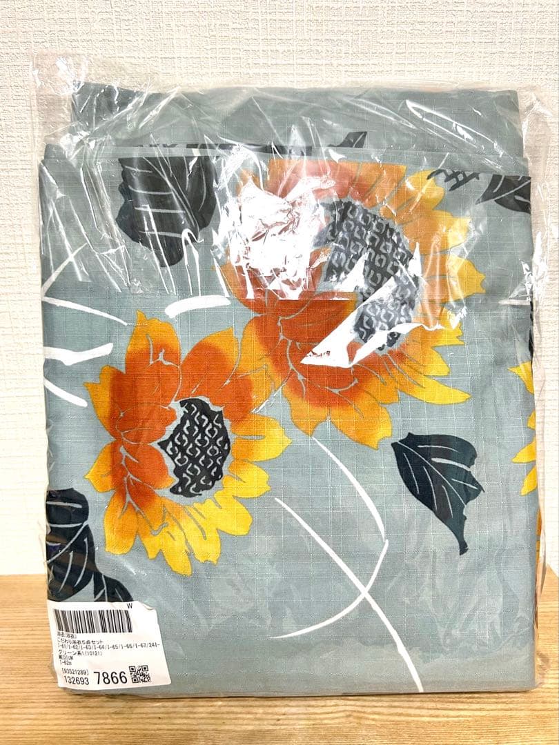 mahoさま ひまわり柄 浴衣 Mサイズ 帯・下駄・腰紐2本セット