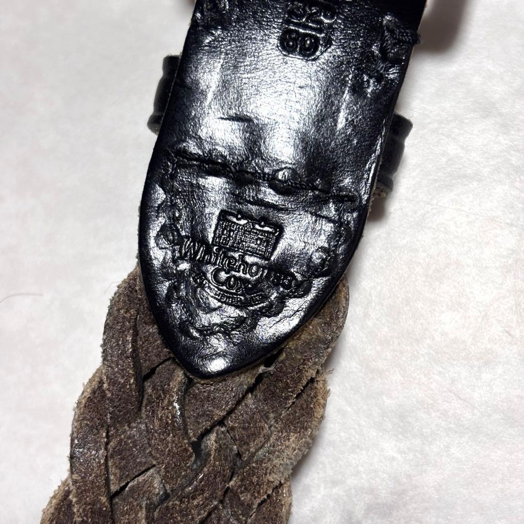 【美品】ホワイトハウスコックス レザーメッシュベルト 黒 32/80 2.8mm