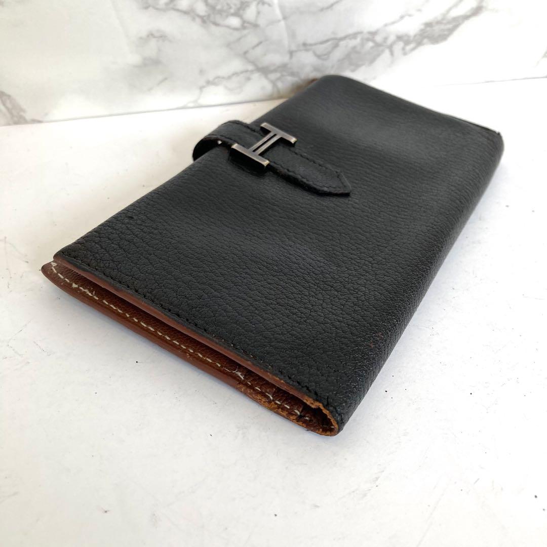 《正規品》HERMES エルメス べアンスフレ レザー ブラック 黒 長財布