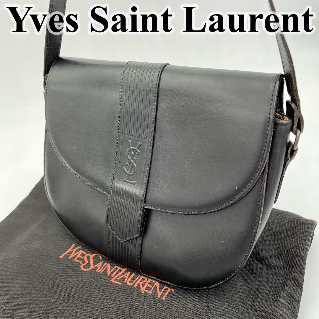 イヴサンローラン ショルダーバッグ 斜めがけ カサンドラ YSLロゴ 黒 レザー SAINT LAURENT サンローラン パリ PARIS ショルダーバッグ レディース