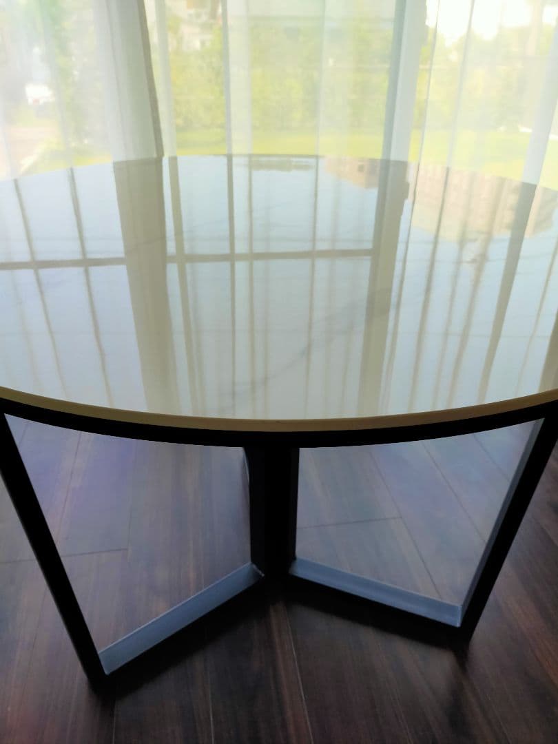 送料込(メルカリたのメル便)大理石風セラミック天板(円形)ラウンド