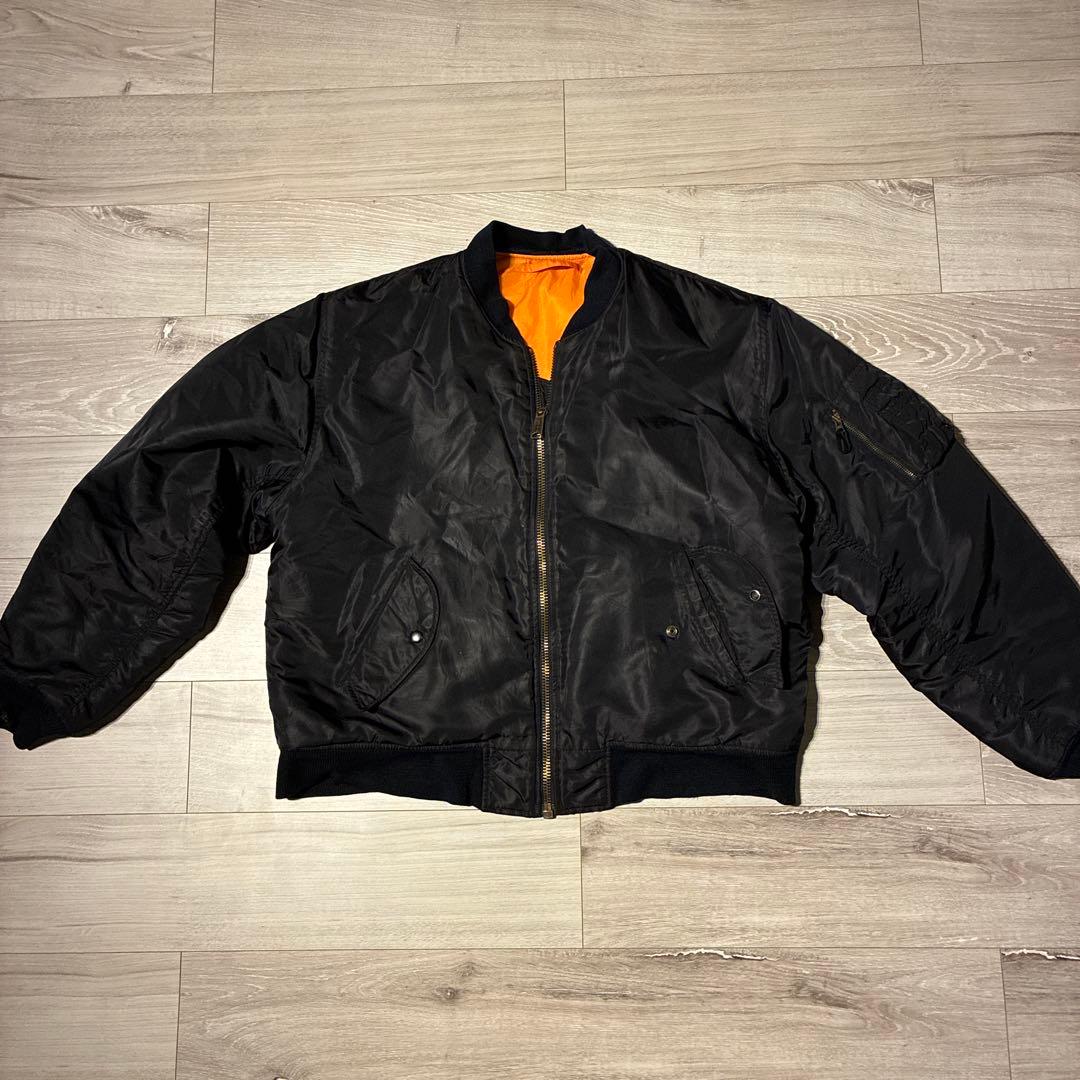 90s ヴィンテージ MA-1 フライトジャケット XL 黒 ミリタリー - メルカリ