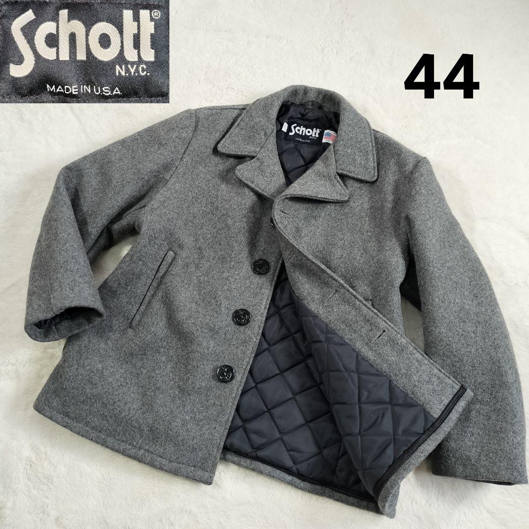 大きいサイズ☆44】SCHOTT ショット シングル ピーコート グレー
