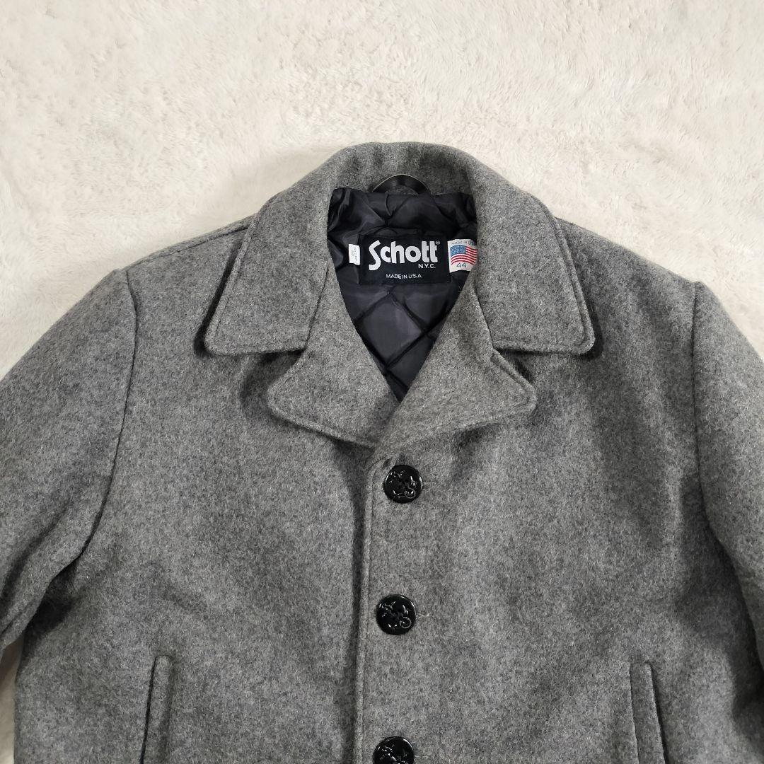 大きいサイズ☆44】SCHOTT ショット シングル ピーコート グレー