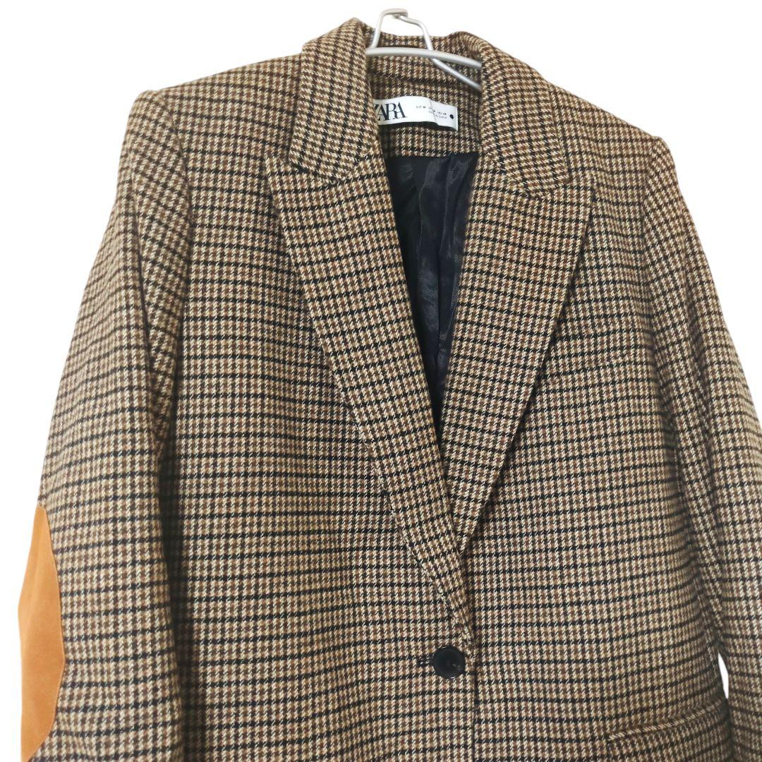 美品】ZARA エルボーパッチブレザー ウール混テーラードジャケット