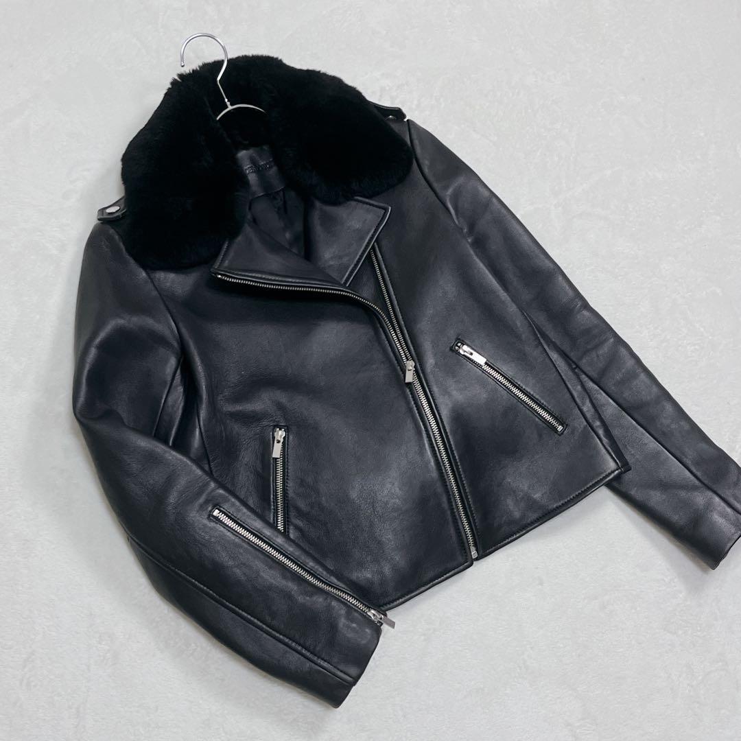 『コントワーデコトニエ』ライダースジャケット レザー 羊革 ラビットファー 9 2026年最新】Comptoir des cotonniers シングルライダースの人気