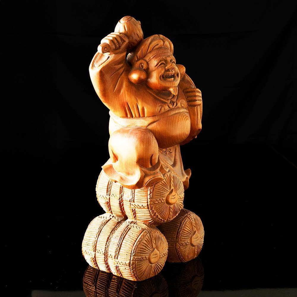 木彫 大黒天像 仏像 東洋彫刻 仏教美術 七福神 縁起物 置物 高さ54