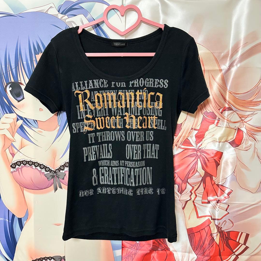 y2k 平成ギャル 00s グランジ 英文字 羽 お兄系 ピチT カットソー