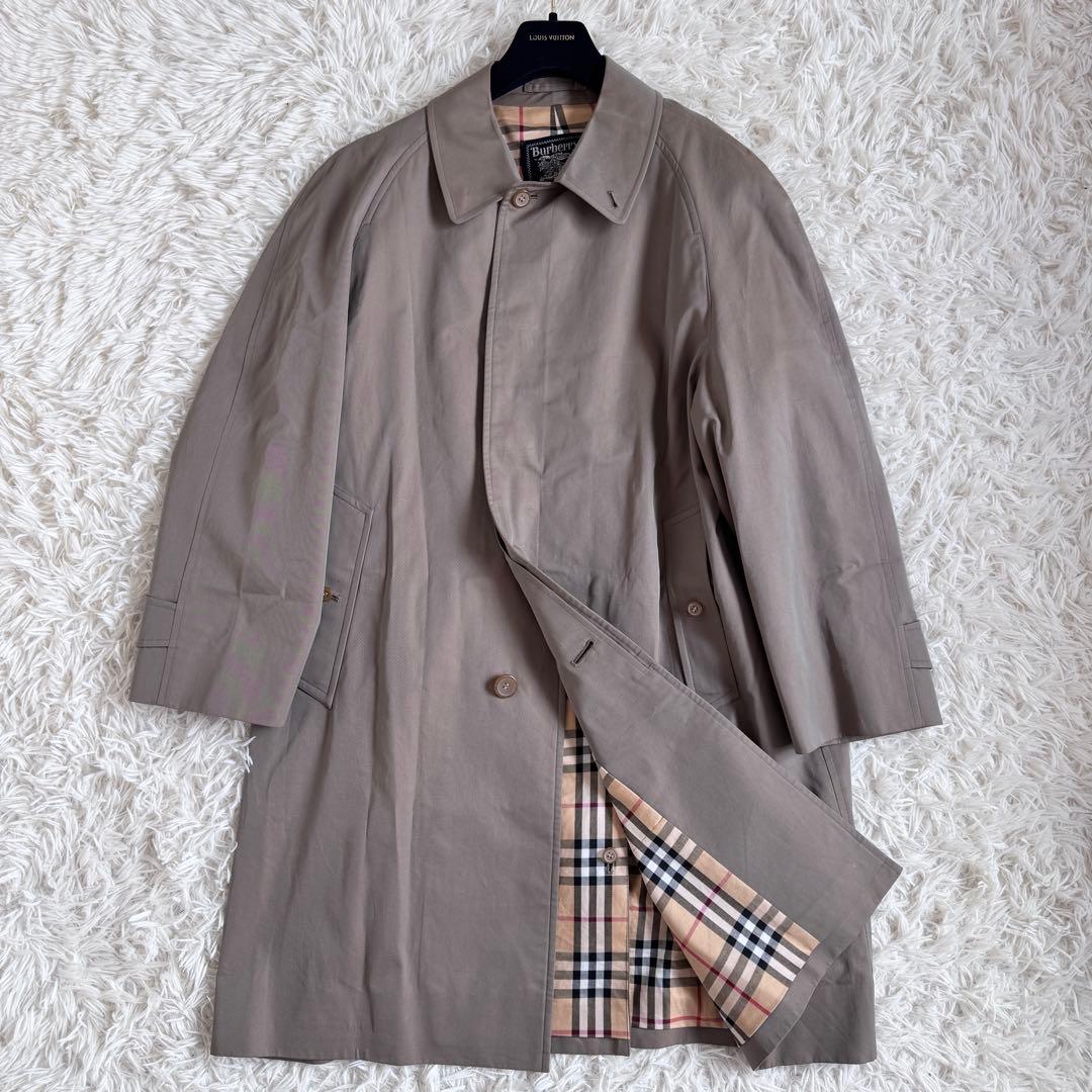極美品 玉虫 バーバリーズ ステンカラーコート ノバチェック Lサイズ