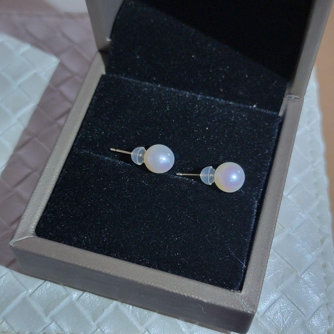 伊勢志摩産あこや本真ピアス　K18YG　7.5mm