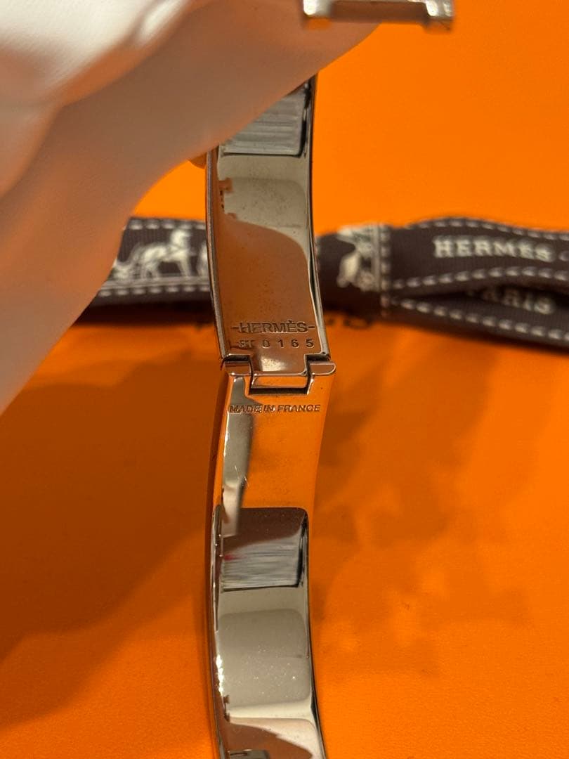 HERMES エナメルブレスレット 《クリックH》　ローズナカラット　シルバー