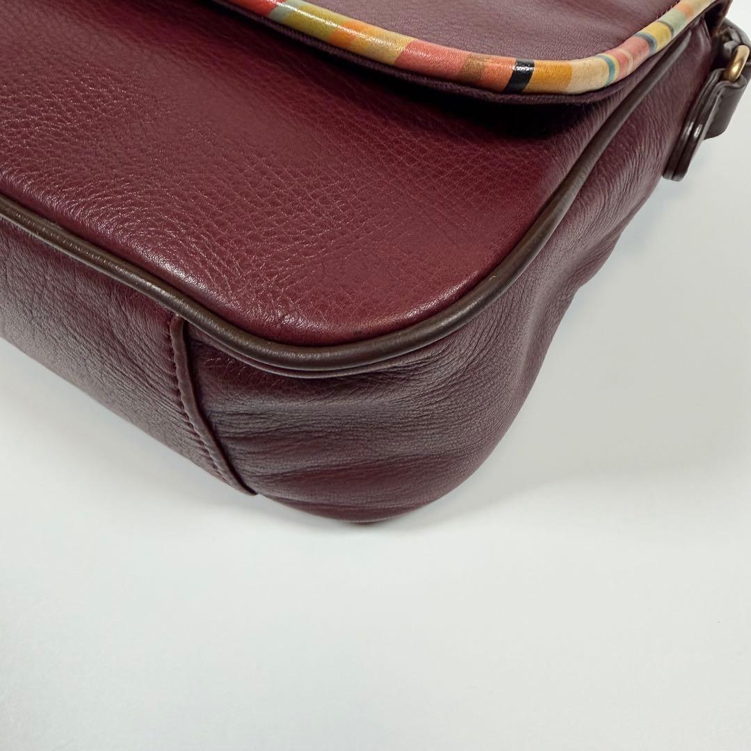 美品】ポールスミス ショルダーバッグ シボ革 マルチストライプ