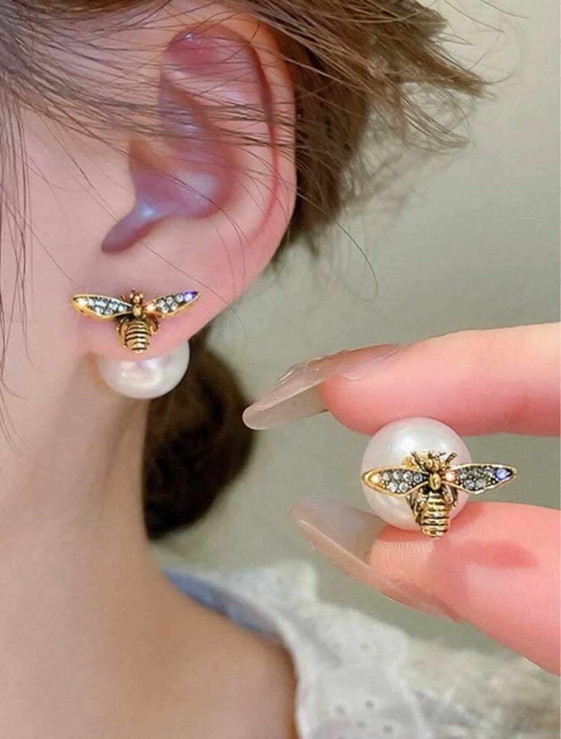 新品未使用】蜂 ピアス パール 2way 高見え GUCCI Dior 韓国 - メルカリ