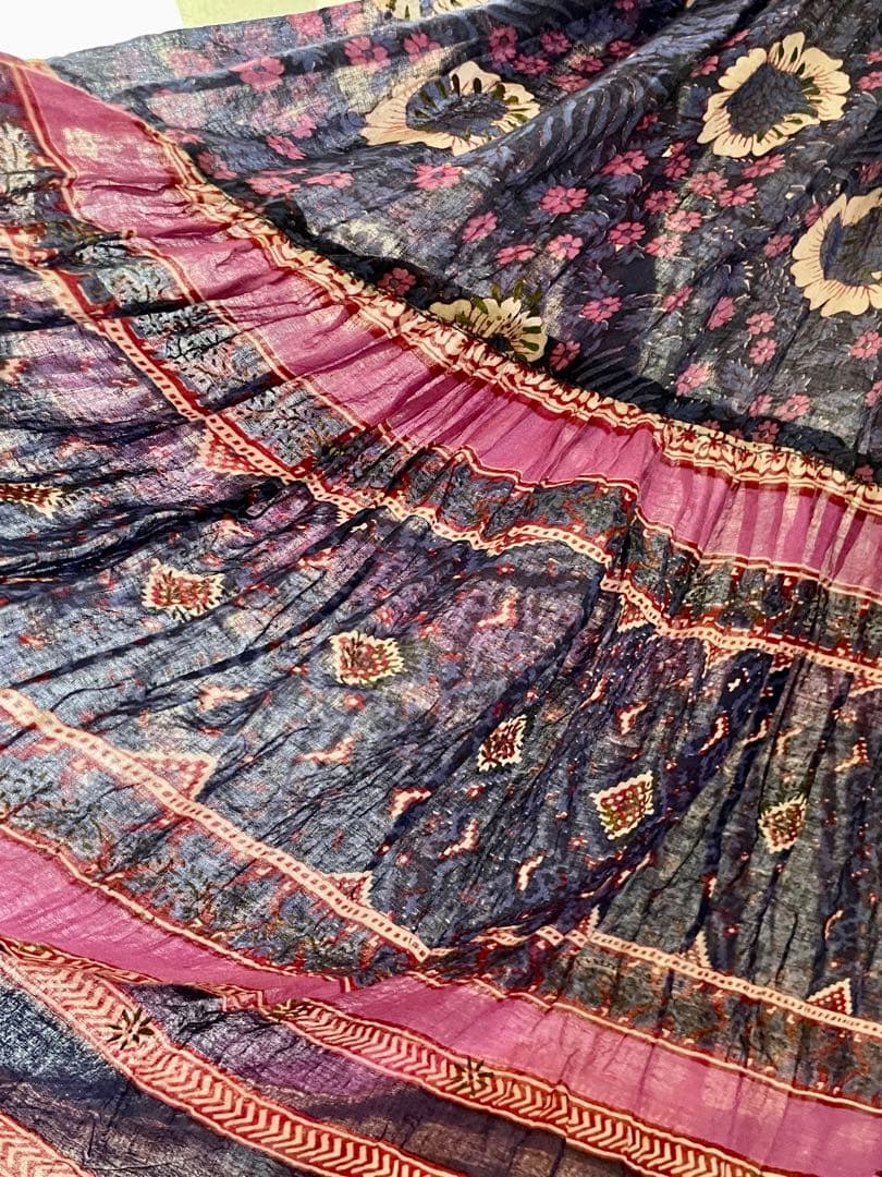 ヴィンテージ 70s インド綿 ワンピース 紺 ネイビー インド Vintage