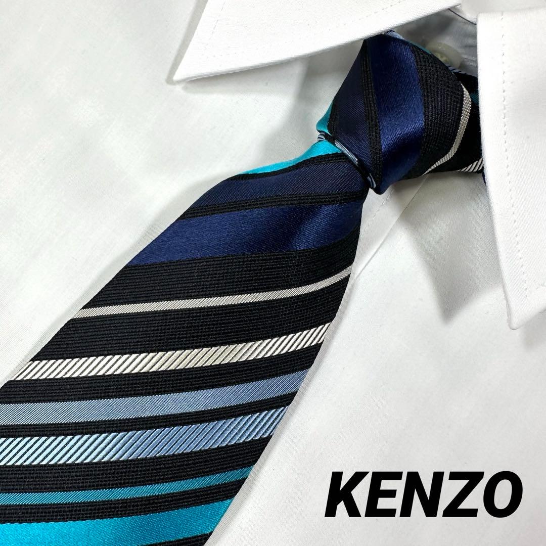 ケンゾー 高級シルクネクタイ 総柄 ダークグレー ネクタイ おしゃれ