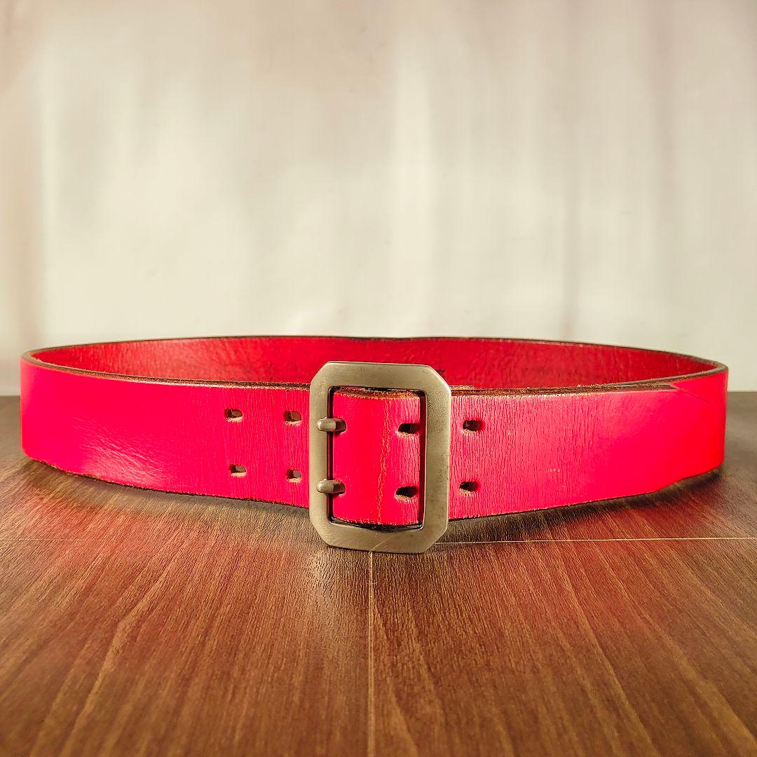 ヴィンテージ】EVISU 恵比寿屋 高級極厚ドレスベルト 赤艶本革日本製正規