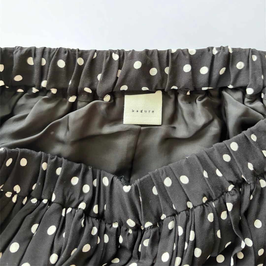 新品】kagureかぐれ ドットギャザースカート ロング 水玉 ウエストゴム
