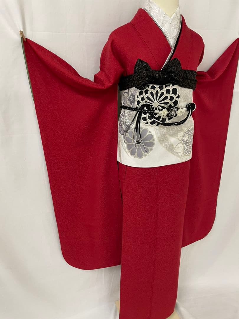 売約済み【Retoro -Modern】★★正絹　無地　振袖5点セット★★