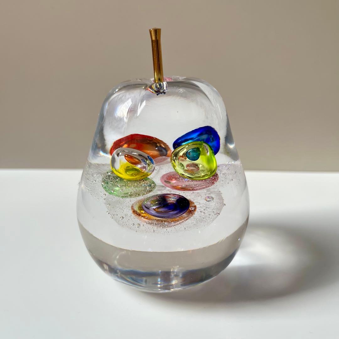 安田泰三　ガラス　洋梨　ペーパーウェイト