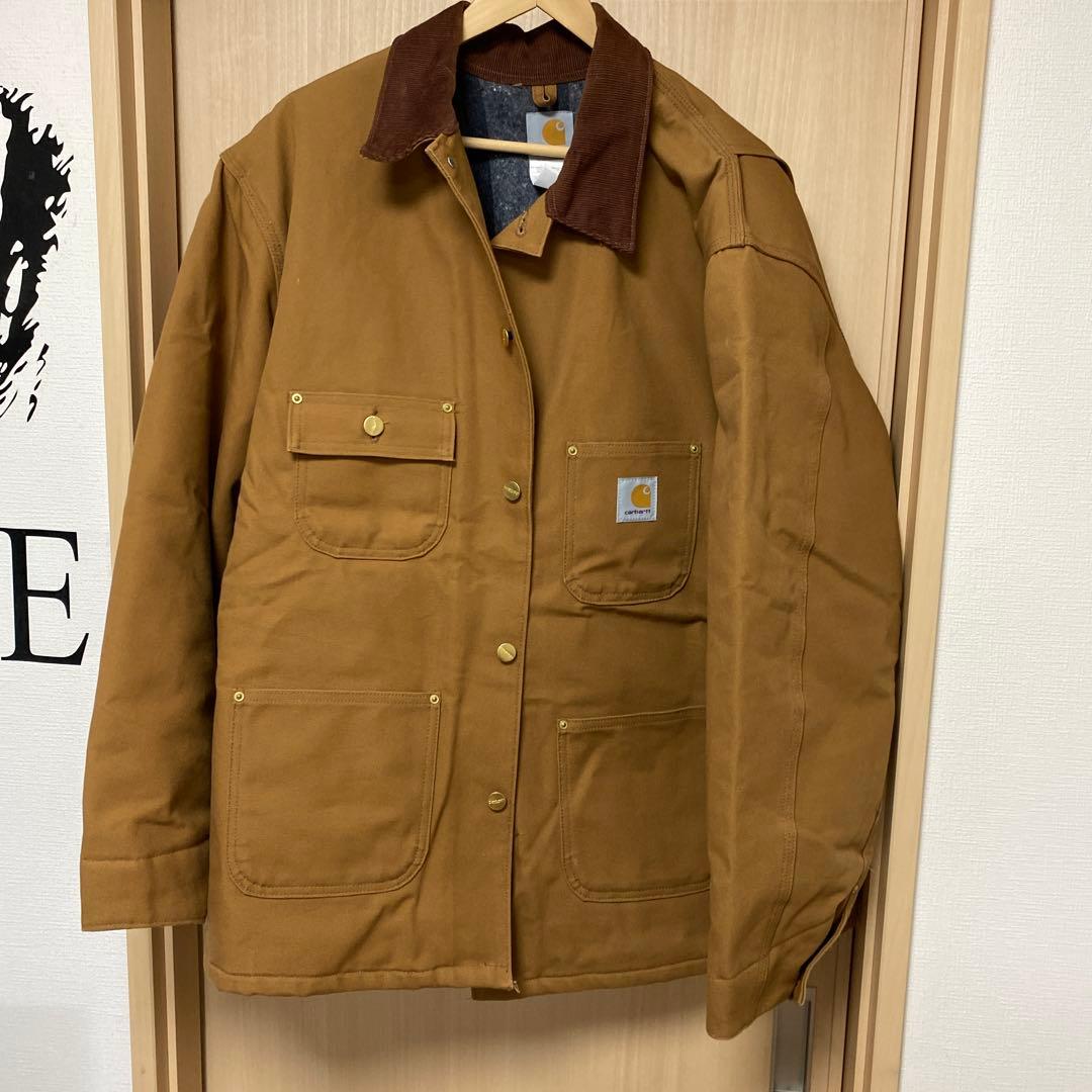 90sカーハート USA製 カバーオール 裏地ブランケット 襟コーデュロイ
