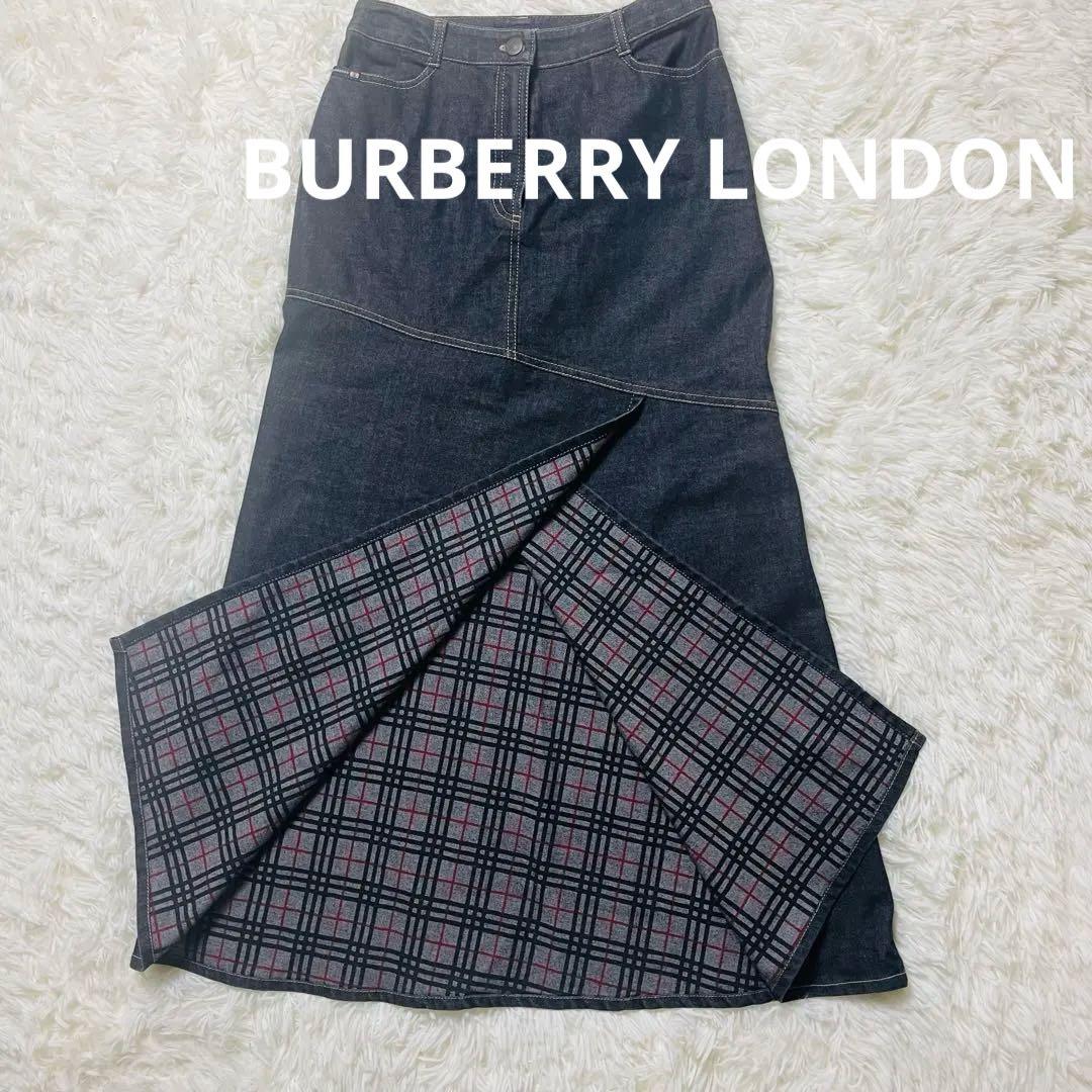BURBERRY LONDON デニム ロングスカート 38 ノバチェック - メルカリ