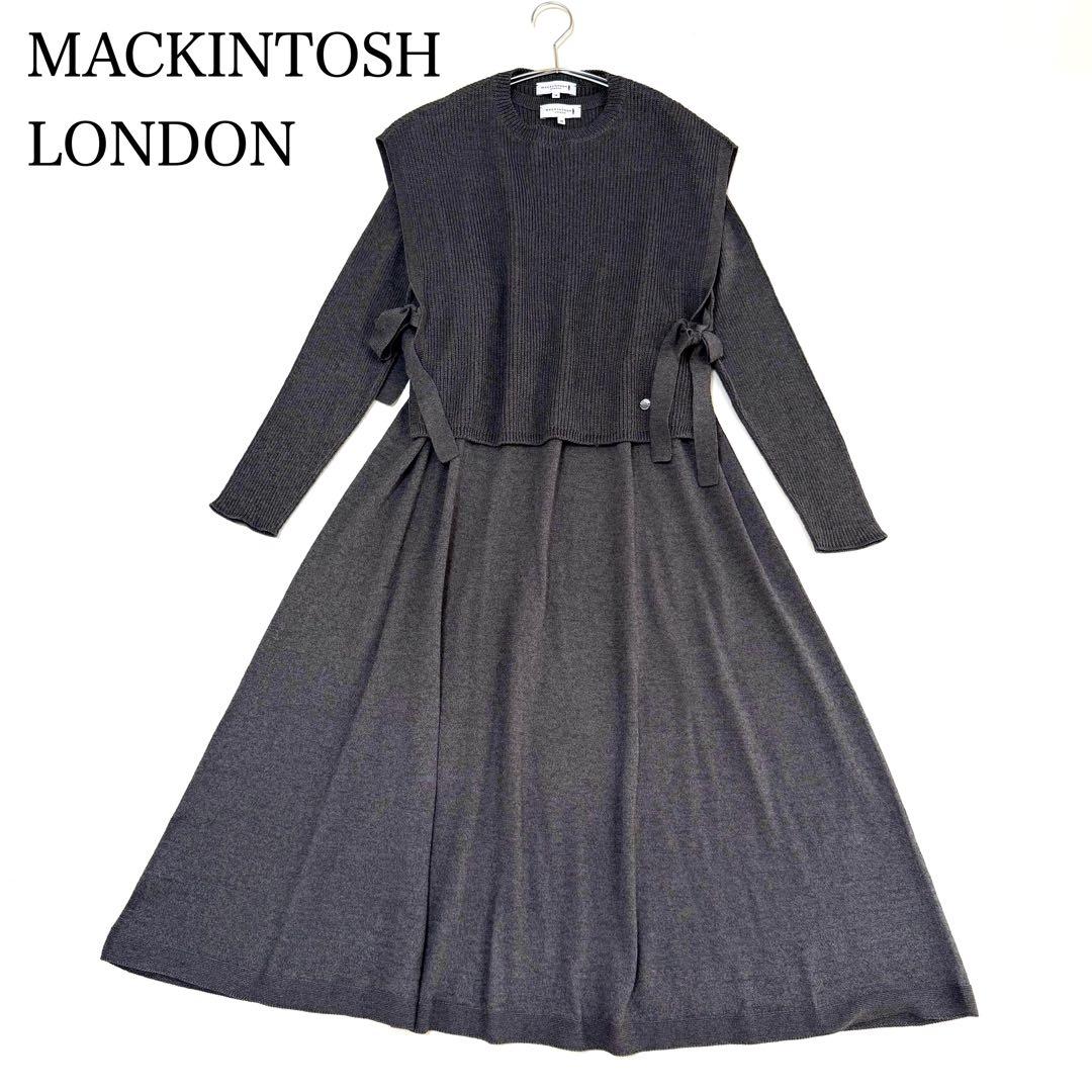 未使用級✨定価7.5万✨マッキントッシュロンドン　セットアップワンピース　グレー バックサテンジョーゼットワンピース(ワンピース)｜MACKINTOSH LONDON
