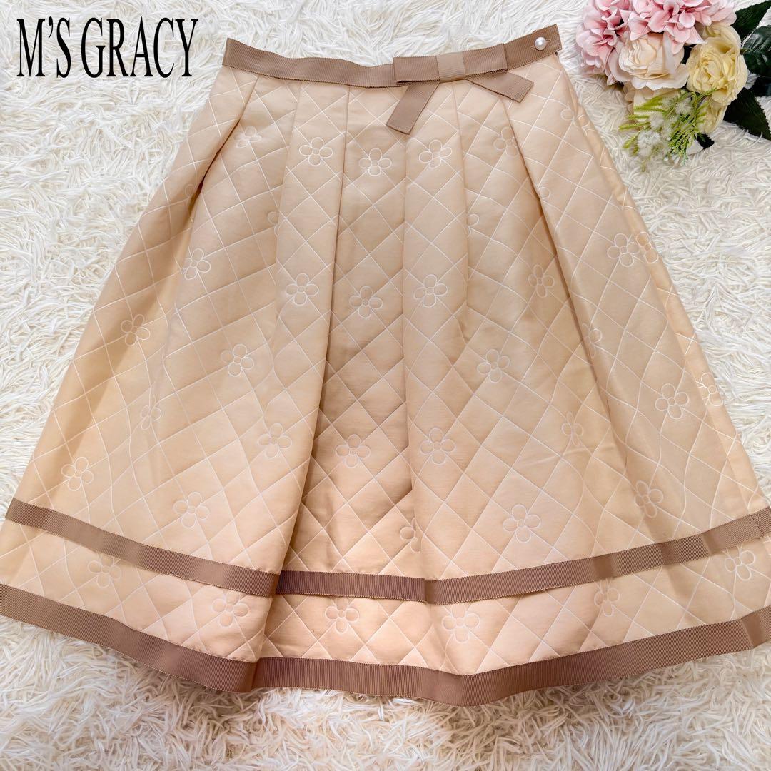 【未使用品】リボン　花柄　キルト風ジャカード　エムズグレイシー　スカート　パール エムズグレイシー スカート（M'S GRACY）のおすすめ人気商品一覧 通販