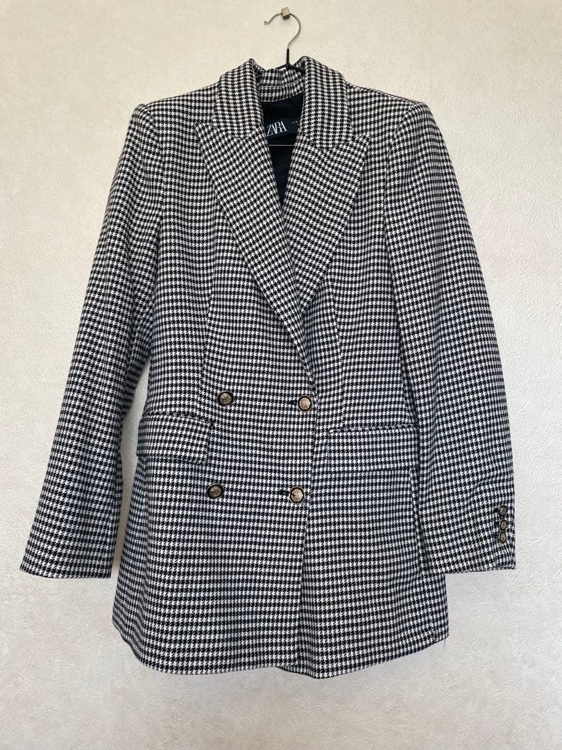 ZARA チェック柄 ダブルブレストジャケット M - メルカリ