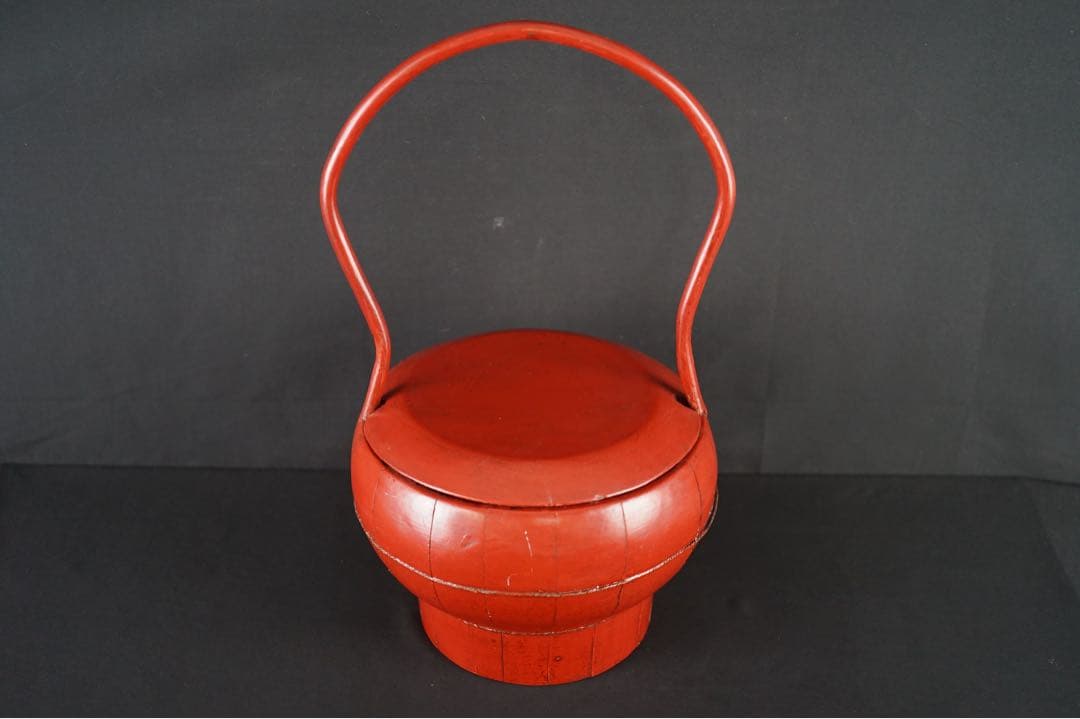 李朝 蓋物 朱漆塗 手桶 骨董 朝鮮古美術 時代物 - メルカリ