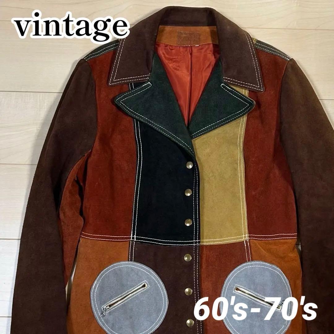 vintage スウェード クレイジーパターン レザー コート ビンテージ 90s GAP オールドギャップ Tバック 肉厚 レザー コート XL ビンテージ